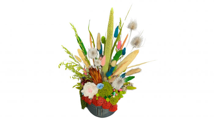 Vază Artistică cu Licheni Stabilizați și Flori Naturale - Design Contemporan [4]