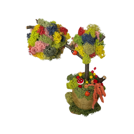Aranjamente florale - Copac decorativ handmade cu mușchi stabilizat și buburuze norocoase