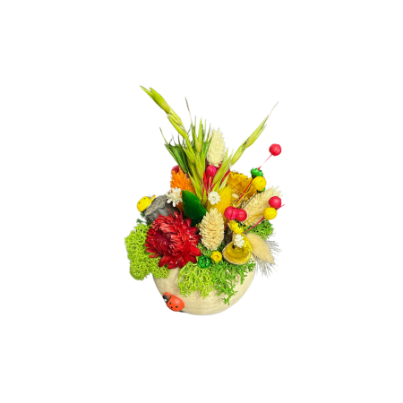 Căsuța Buburuzelor – Mărțișor Handmade cu Flori Naturale și Mușchi Stabilizat [6]