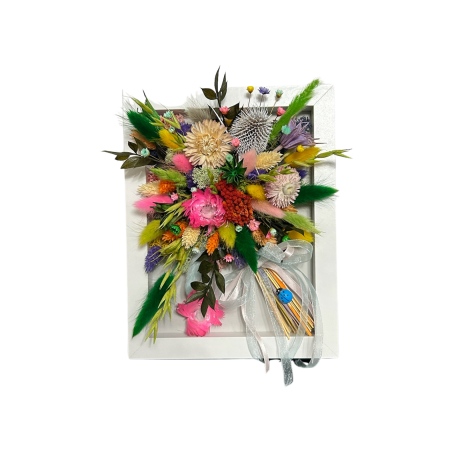 Tablouri flori uscate - Tablou Decorativ „Buchet Pastelat” – Flori Uscate și Eleganță Handmade