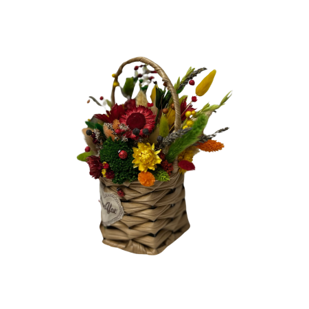 Coșuleț decorativ handmade cu flori uscate și accente rustice [1]