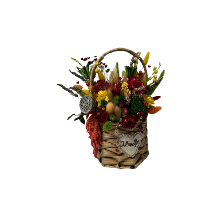 Coșuleț decorativ handmade cu flori uscate și accente rustice [3]