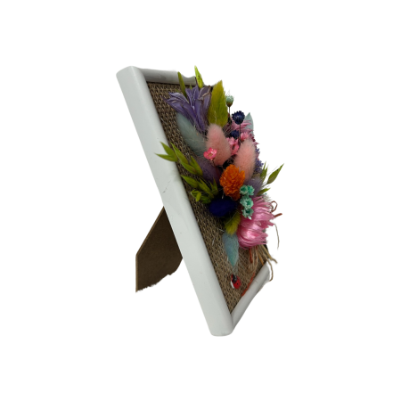 Mărțișor handmade cu flori uscate pastelate și fundă rustică [3]