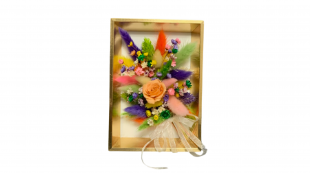 Tablou Elegant cu Flori Uscate și Trandafir Criogenat - Artă Naturală [0]