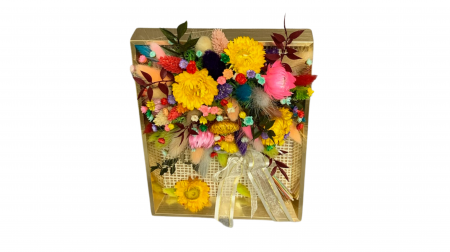 Tablou Floral Colorat cu Flori Uscate - Artă Handmade Vibrantă [1]