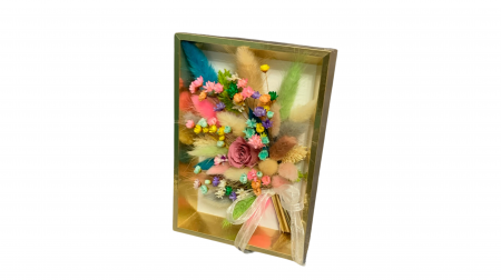 Tablou Floral cu Trandafir Criogenat Roz - Eleganță Handmade în Culori Pastelate [4]