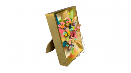 Tablou Floral cu Trandafir Criogenat Roz - Eleganță Handmade în Culori Pastelate [2]
