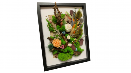 Tablou Handmade cu Licheni și Trandafiri Criogenați - Eleganță Naturală [3]