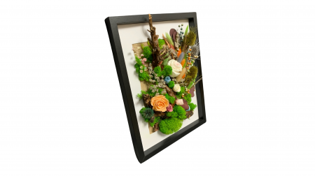 Tablou Handmade cu Licheni și Trandafiri Criogenați - Eleganță Naturală [1]