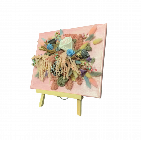 Tablou Handmade cu Licheni Stabilizați, Trandafiri Criogenați și Accente Pastelate [1]