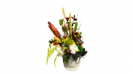 Vază Decorativă cu Licheni Stabilizați și Flori Uscate - Design Creativ [1]