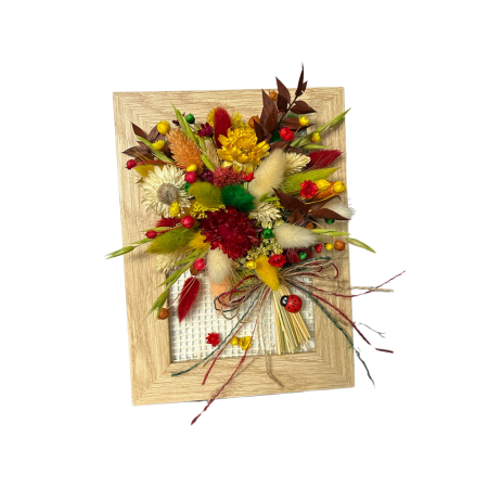 Tablouri flori uscate - Mărțișor Handmade Rustic – „Zori de Primăvară” cu Flori Uscate