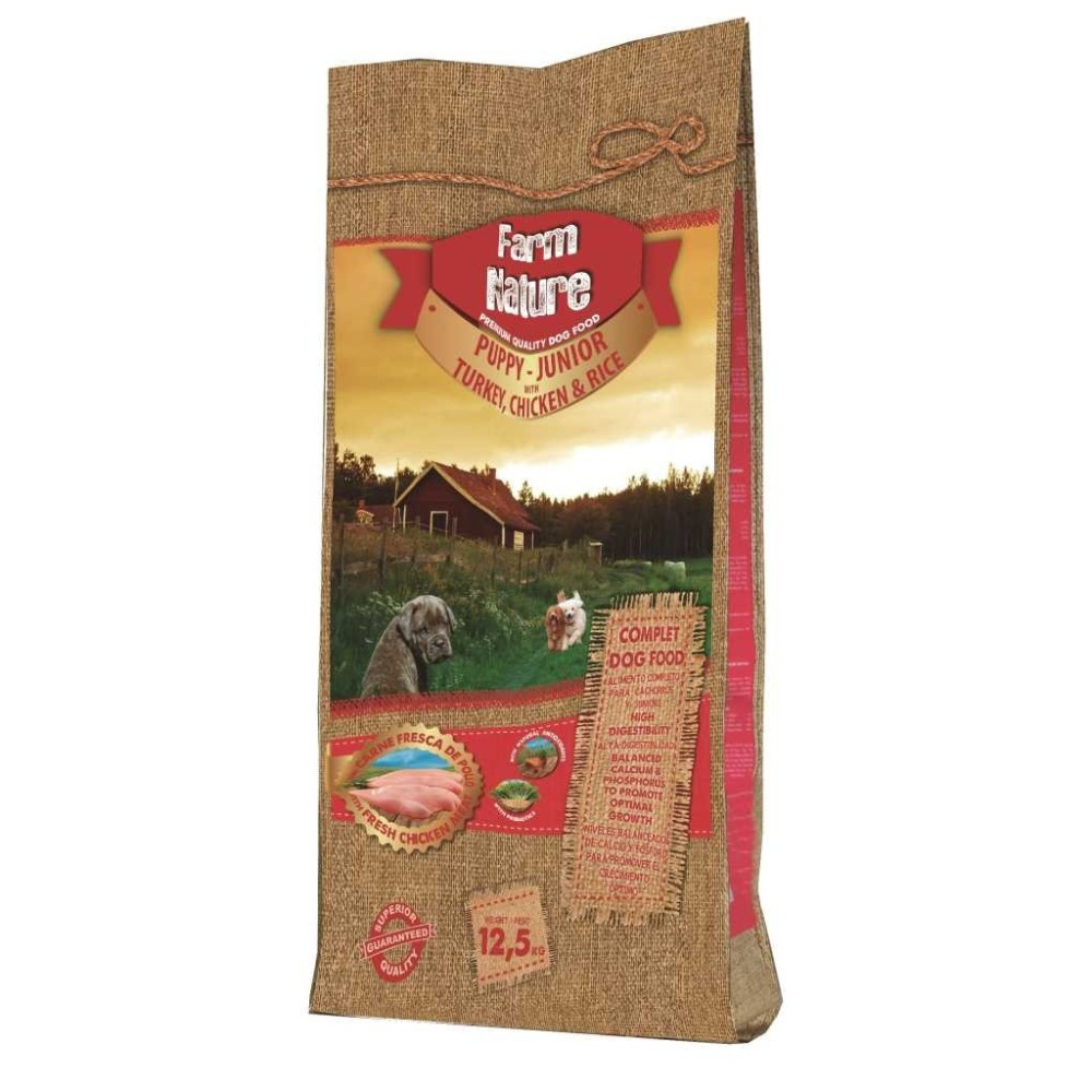 Farm Nature Dog Puppy Junior Turkey and Chicken with Rice 12.5kg (Pui, curcan si orez) [1]