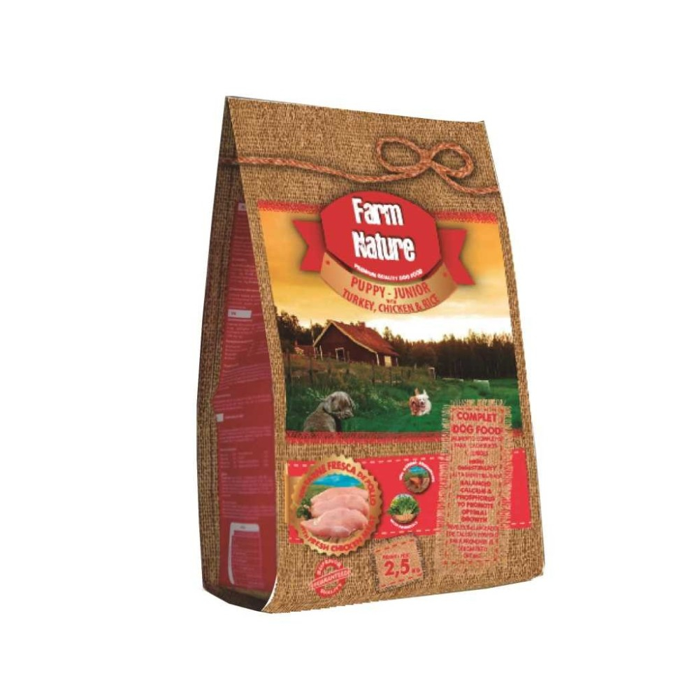 Farm Nature Dog Puppy Junior Turkey and Chicken with Rice 2.5KG (Pui, curcan si orez) [1]