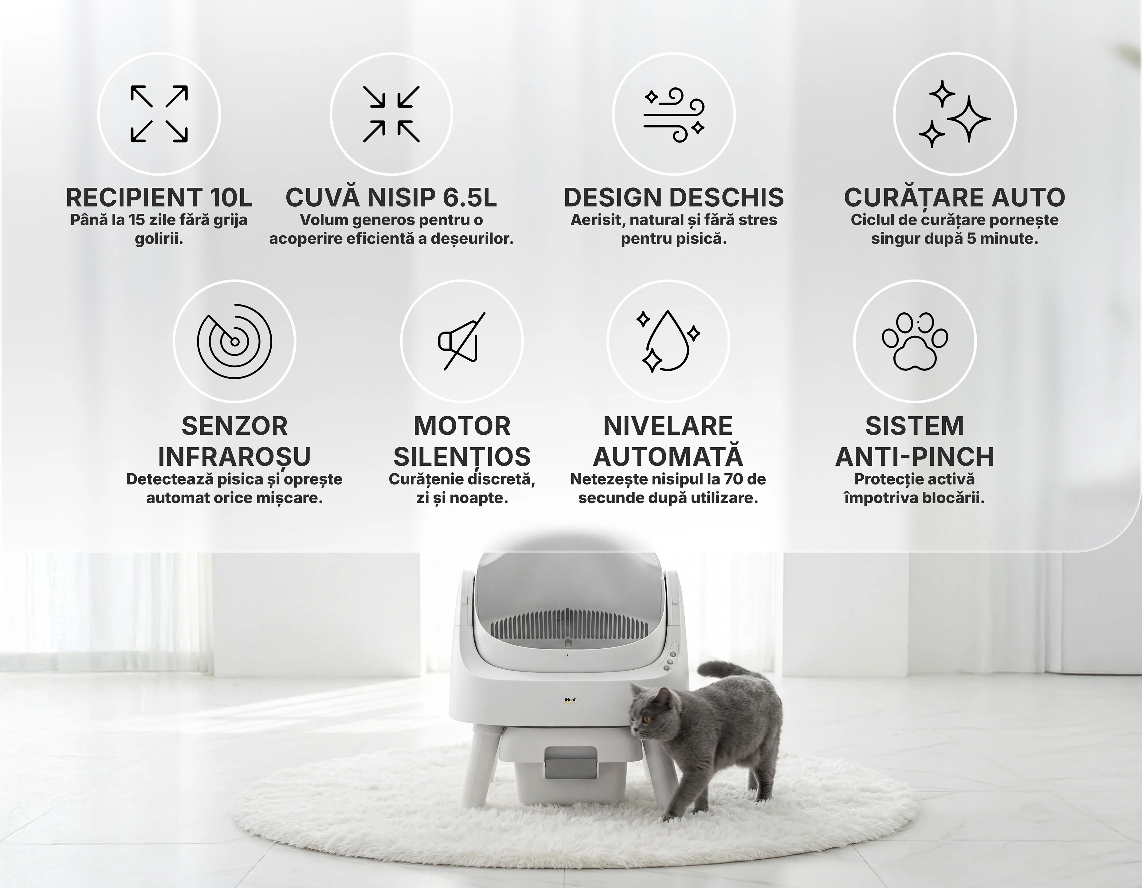 Litiera Automata Pentru Pisici AutoScooper 11 Cu Curațare Automata, Recipient 10L Si Senzori Infraroșu [2]