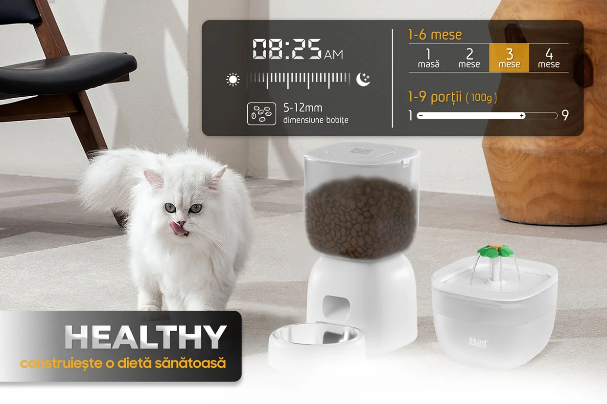 Pachet Smart Pet Care Cu Hranitor Automat 3L Si Fantana Apa 2L, Wi-Fi, Aplicație Smart [2]