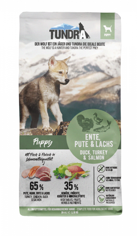Tundra Dog Puppy Duck , Turkey & Salmon 3.18kg (Rata , curcan & somon) Hrana Uscata Caini [2]