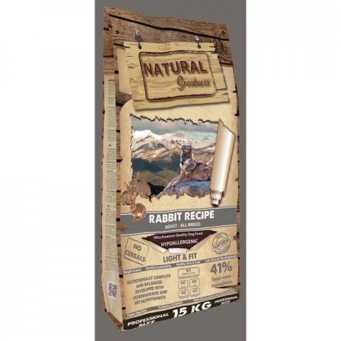 CAINI - Natural Greatness Dog Rabbit Recipe Light&Fit 15KG