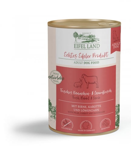 CAINI - Eifel Land Dog Fresh Rabbit And Lamb 400g (Carne de iepure si miel)