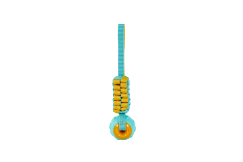 JUCARII - Freedog Kinzo Ball Teether YELLOW AND TURQUOISE  28 x 6,5 x 6,5cm