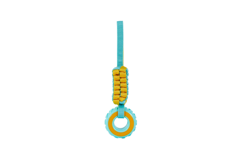 JUCARII - Freedog Kinzo Wheel Teether YELLOW AND TURQUOISE 30 x 8,3 x 4cm
