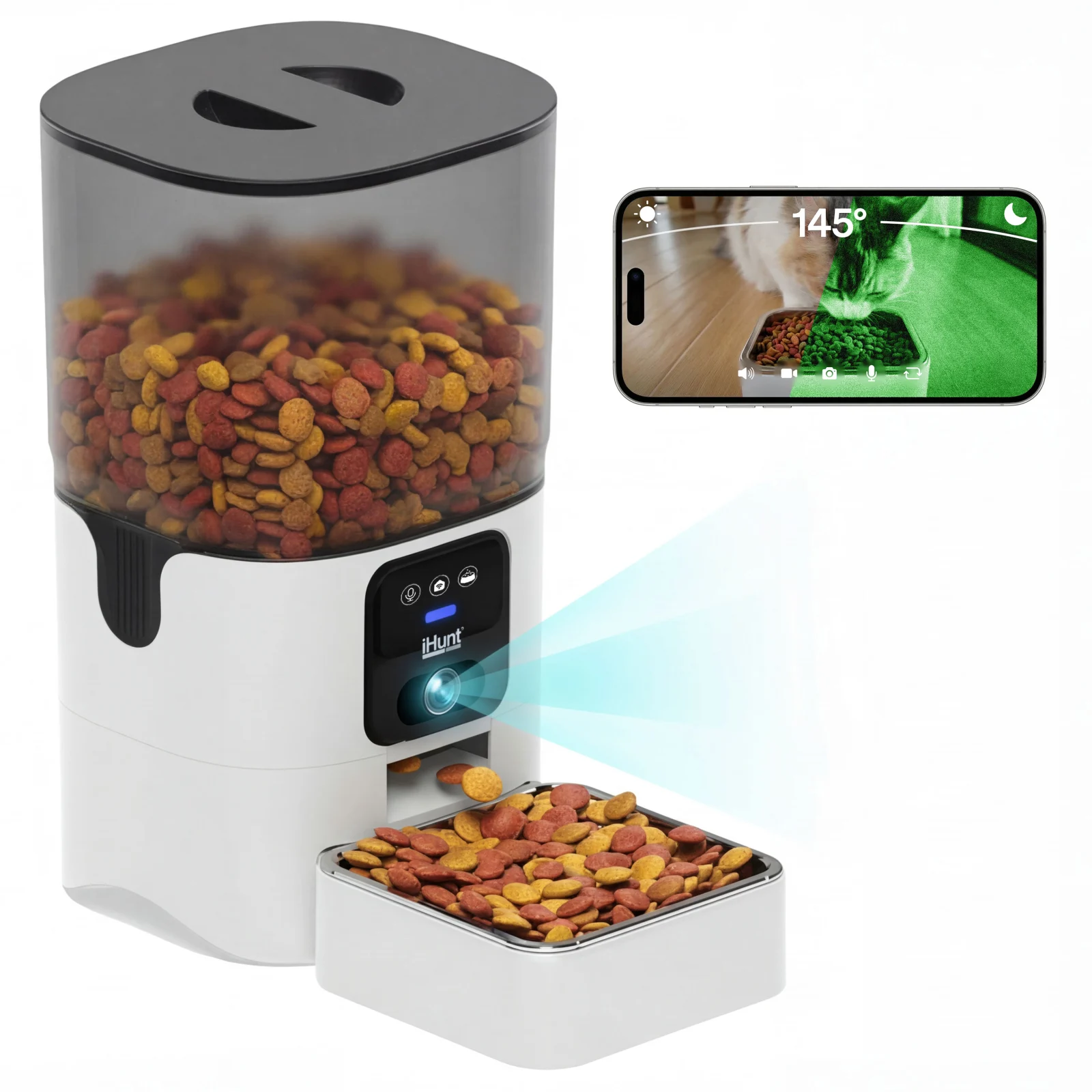 PISICI - Hranitor Automat Inteligent Pentru Caini Si Pisici 6L Cu Camera Full HD, Wi-Fi Si Aplicație Mobila