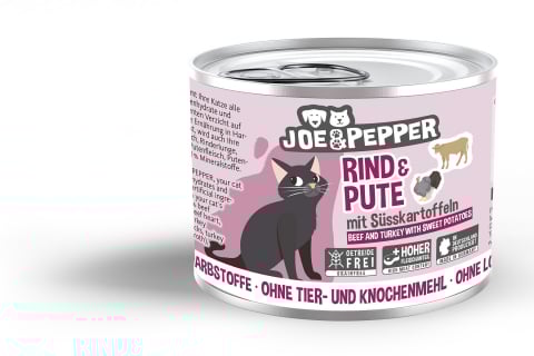 HRANA UMEDA - Joe & Pepper Cat Beef Turkey And Sweet Potatoes 200g (Carne de vită și curcan cu cartofi dulci)