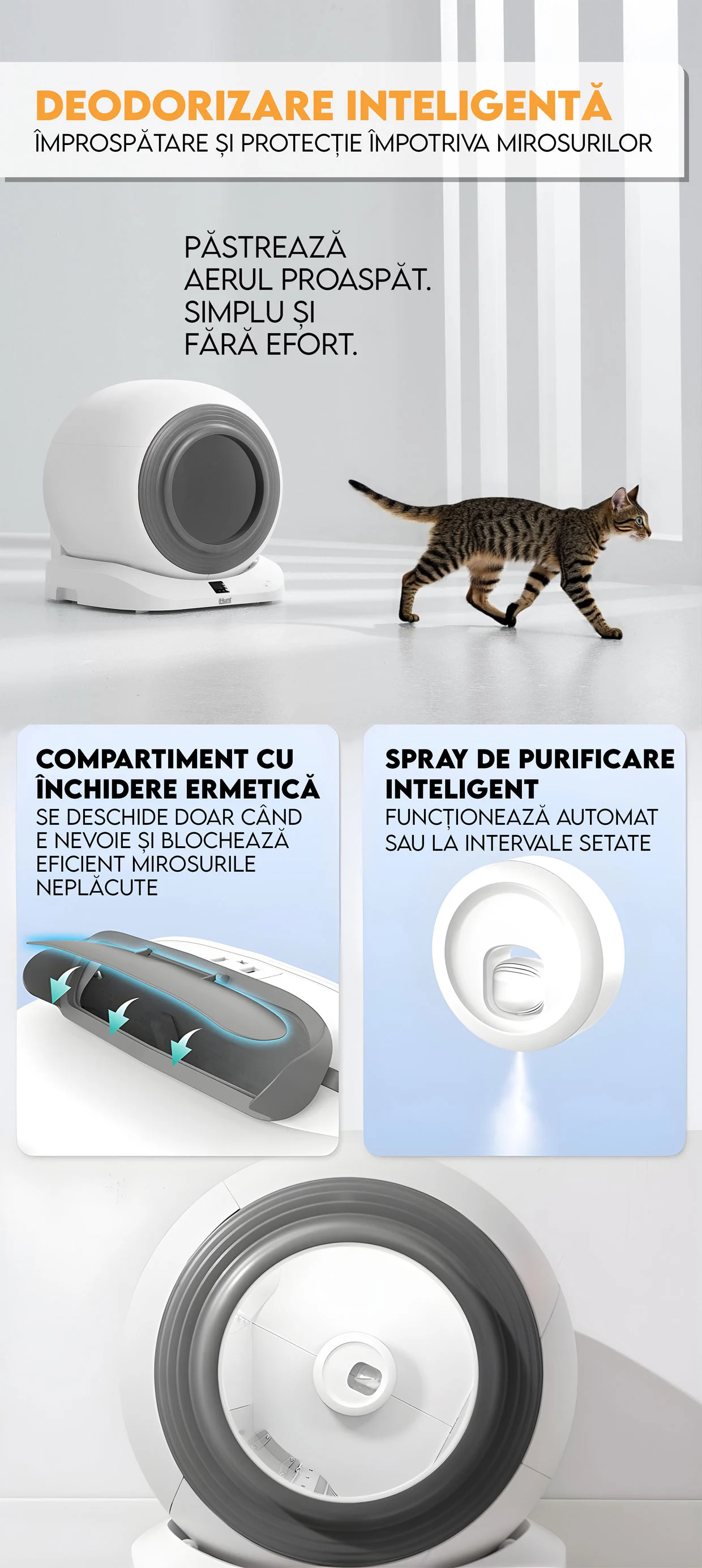 Litiera Automata Smart Cat Litter V5 Cu Spray Deodorizare, Wi-Fi, Senzori, Aplicatie Smart [1]