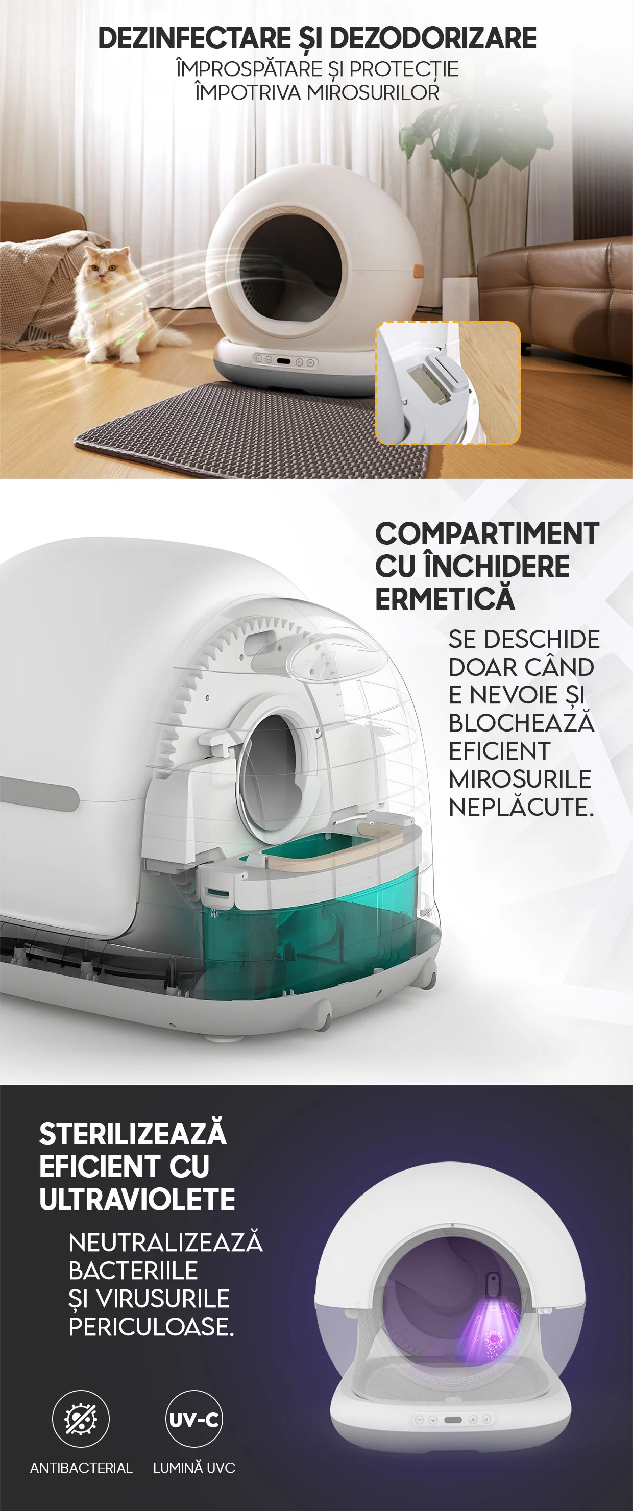 Litiera Automata Smart Cat Litter V6 Cu Spray Deodorizare, Wi-Fi, Senzori, Aplicatie Smart [2]