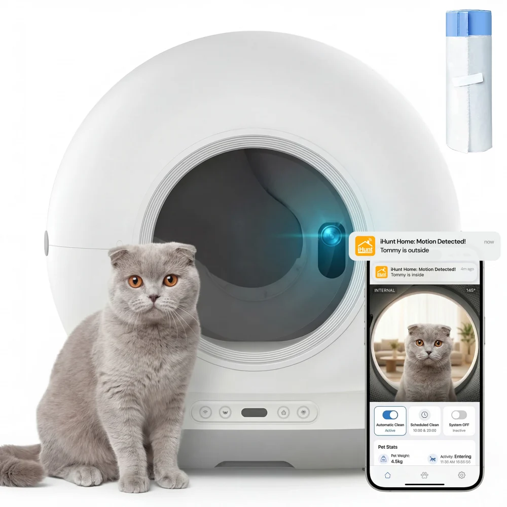 PISICI - Litiera Automata Smart Cat Litter V7 Camera, Wi-Fi, Senzori, Camera Video, Aplicatie Smart