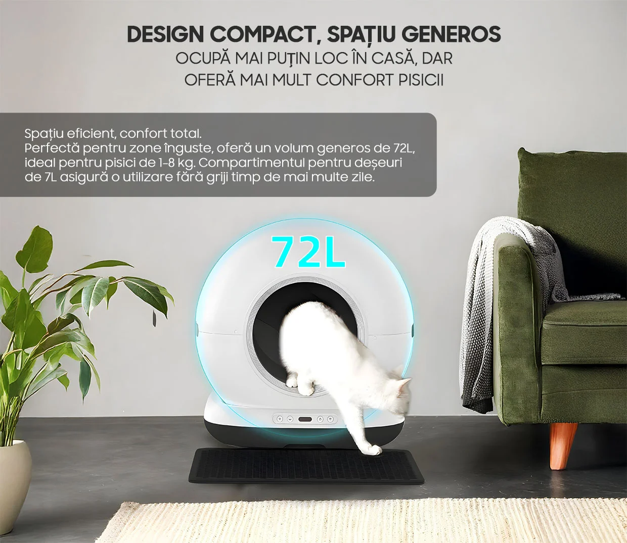 Litiera Automata Smart Cat Litter V7 Camera, Wi-Fi, Senzori, Camera Video, Aplicatie Smart [1]