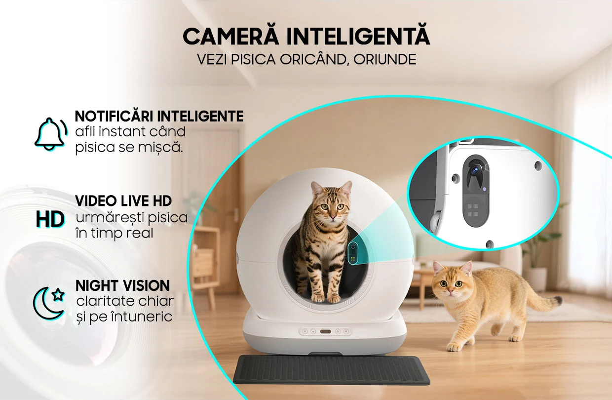 Litiera Automata Smart Cat Litter V7 Camera, Wi-Fi, Senzori, Camera Video, Aplicatie Smart [2]