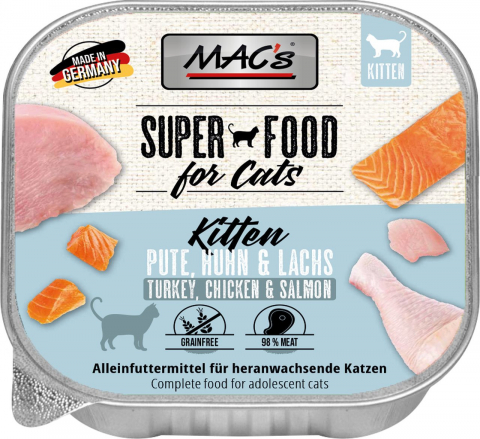 HRANA UMEDA - MACs Cat Kitten Turkey Chicken and Salmon 100g