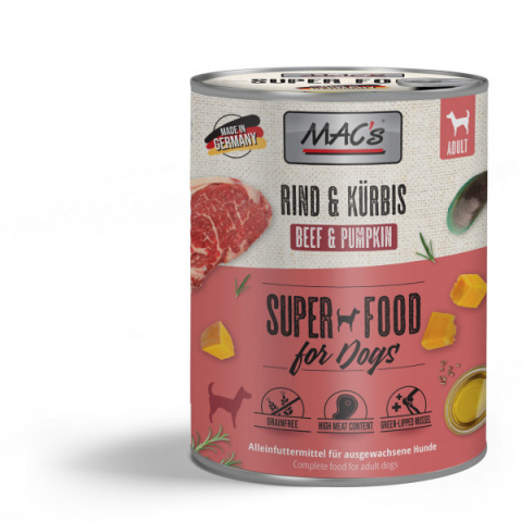 Conserve - MACs Dog Beef and Pumpkin 800g (Vita si dovleac)