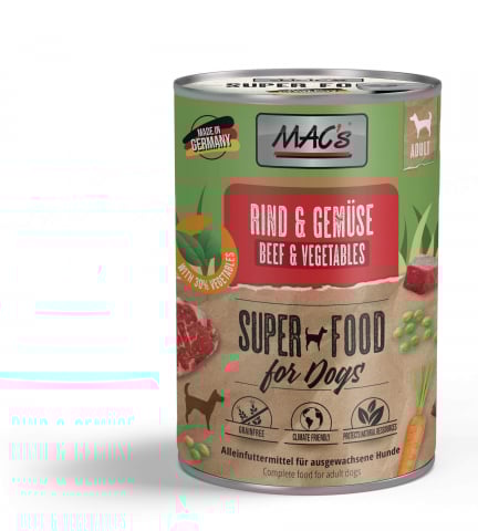 CAINI - MACs Dog Beef and Vegetables 400g Carne de vită și legume