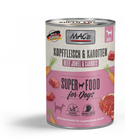 CAINI - MACs Dog Beef Jowel and Carrot 400g (Carne de vita si morcov)
