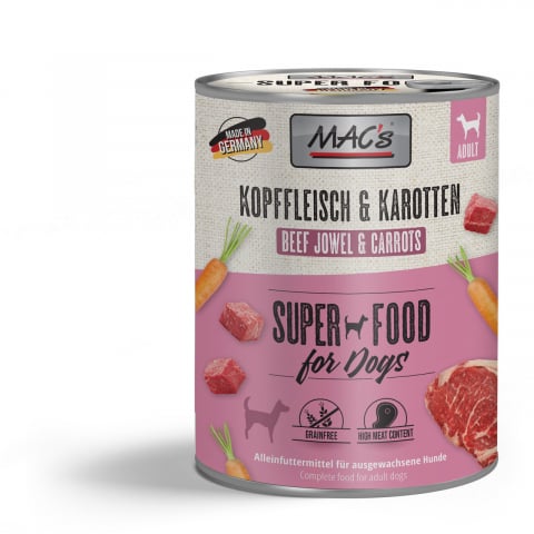 HRANA UMEDA - MACs Dog Beef Jowel and Carrot 800g (Carne de vita si morcov)