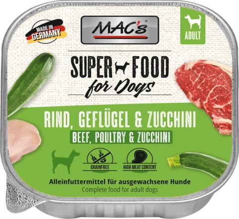 CAINI - MACs Dog Beef Poultry and Zucchini 150g  (Carne de vită, pasăre și dovlecel )