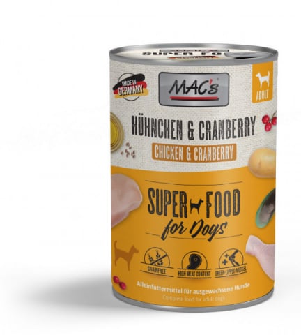 Conserve - MACs Dog Chicken and Cranberry 400g (Pui și Afine)