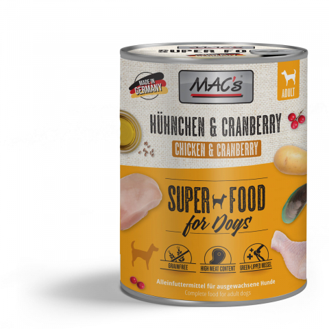 Conserve - MACs Dog Chicken and Cranberry 800g (Pui și Afine)