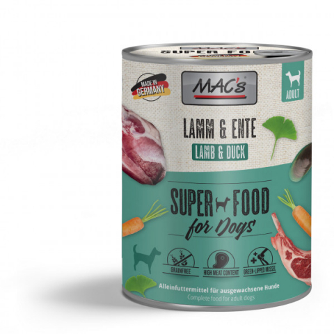 Conserve - MACs Dog Lamb and Duck 800g (Miel si Rață)