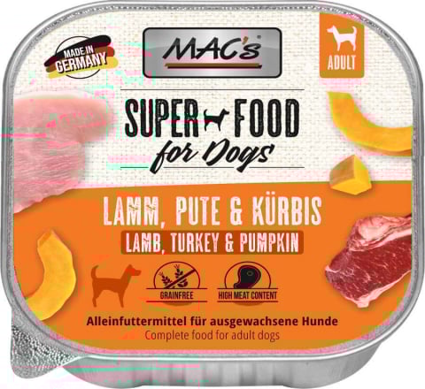 CAINI - MACs Dog Lamb Turkey and Pumpkin 150g  (Miel, Curcan și Dovleac)