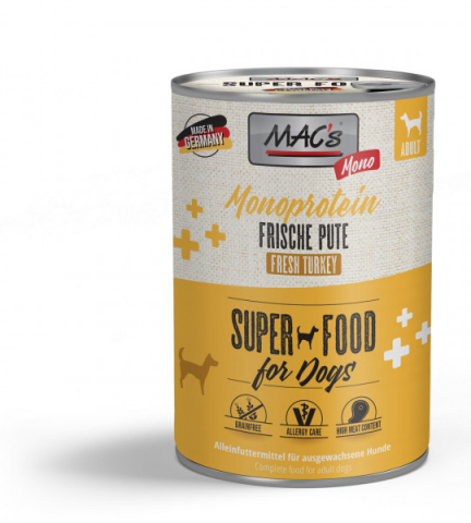 Conserve - MACs Dog Mono Fresh Turkey 400g (Curcan proaspăt)