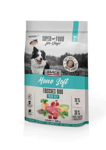 HRANA USCATA - MACs Dog Mono Soft Fresh Beef 300g (Carne proaspătă de vită)