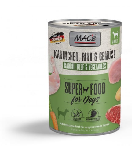 CAINI - MACs Dog Rabbit Beef and Vegetables 400g (Iepure, carne de vită și legume)