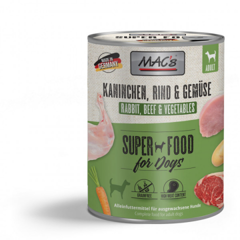 HRANA UMEDA - MACs Dog Rabbit Beef and Vegetables 800g (Iepure vita si legume)