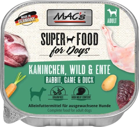 CAINI - MACs Dog Rabbit Game and Duck 150g (Iepure,Vanat si Rata)