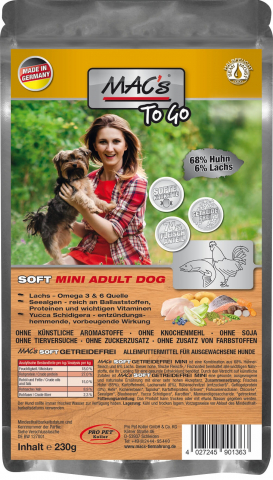 RECOMPENSE - MACs Dog Soft Mini "to go" Pui și Somon 230g