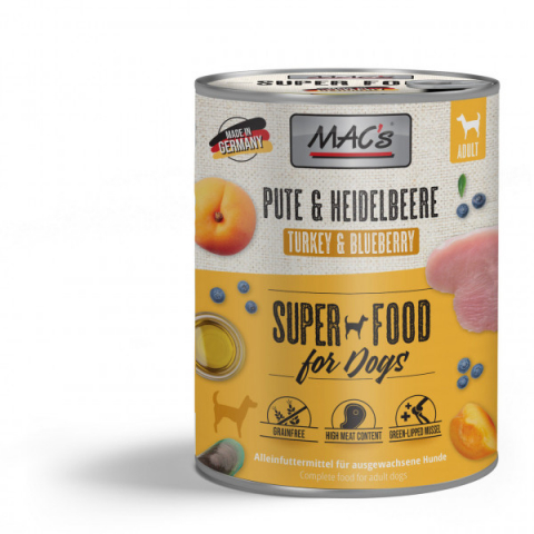 Conserve - MACs Dog Turkey and Blueberry 800g (Curcan si afine)