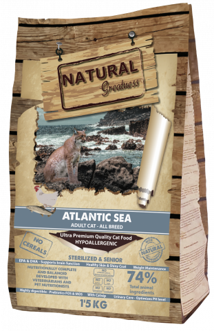 PISICI - Natural Greatness Cat Atlantic Sea Recipe Adult Cat, Sterilized and Senior 1,5kg
